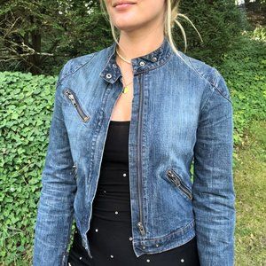 Y2K Era Jill Stuart Denim Moto Jacket